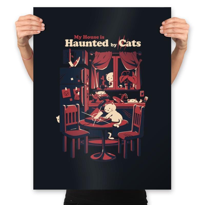 Haunted by Cats - Prints Posters RIPT Apparel 18x24 / Black
