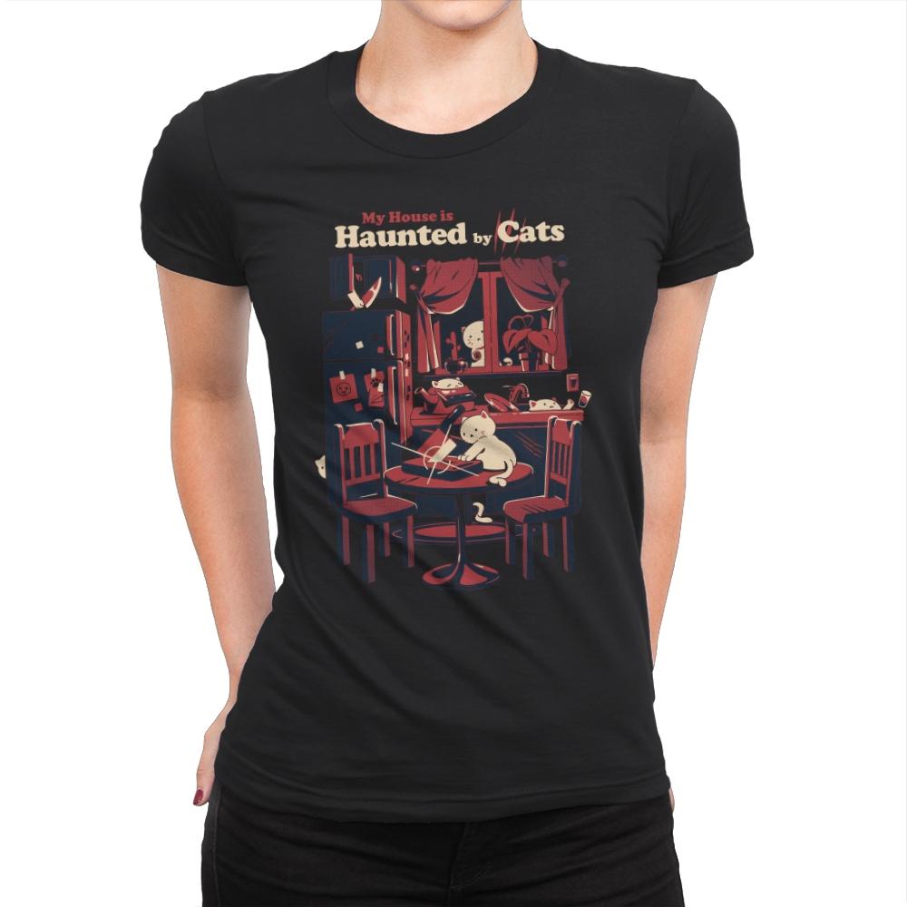 Haunted by Cats - Womens Premium T-Shirts RIPT Apparel Small / Black