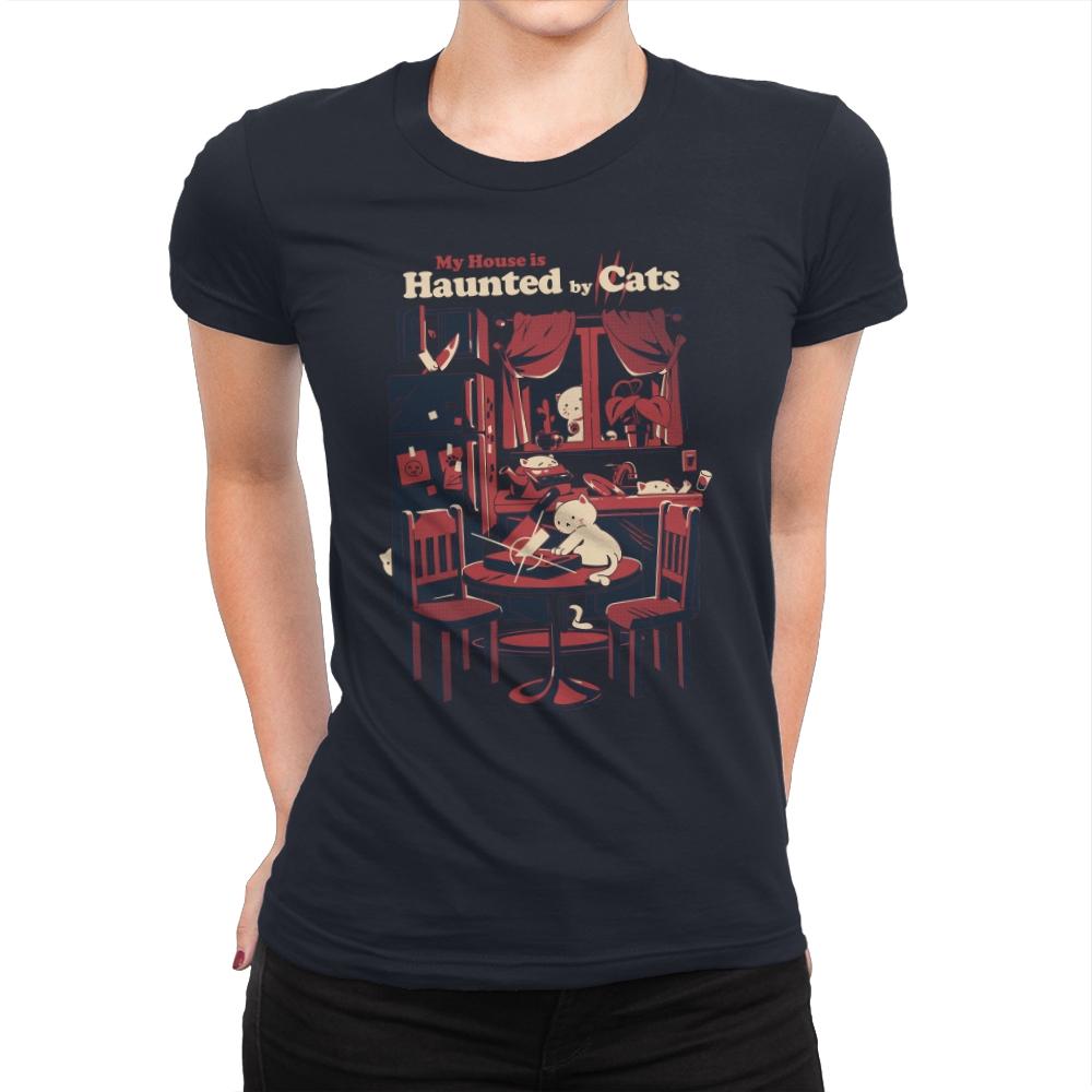 Haunted by Cats - Womens Premium T-Shirts RIPT Apparel Small / Midnight Navy