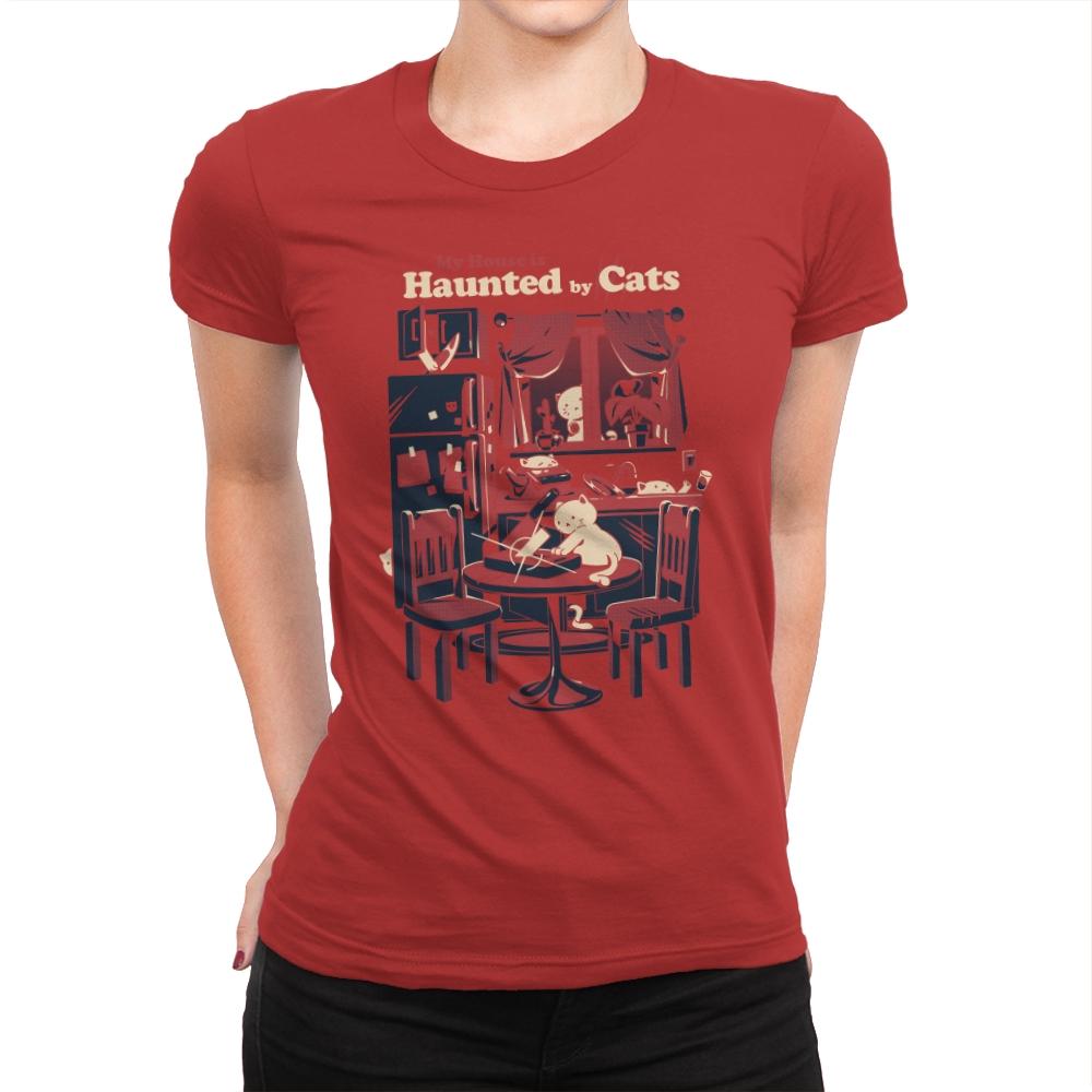 Haunted by Cats - Womens Premium T-Shirts RIPT Apparel Small / Red