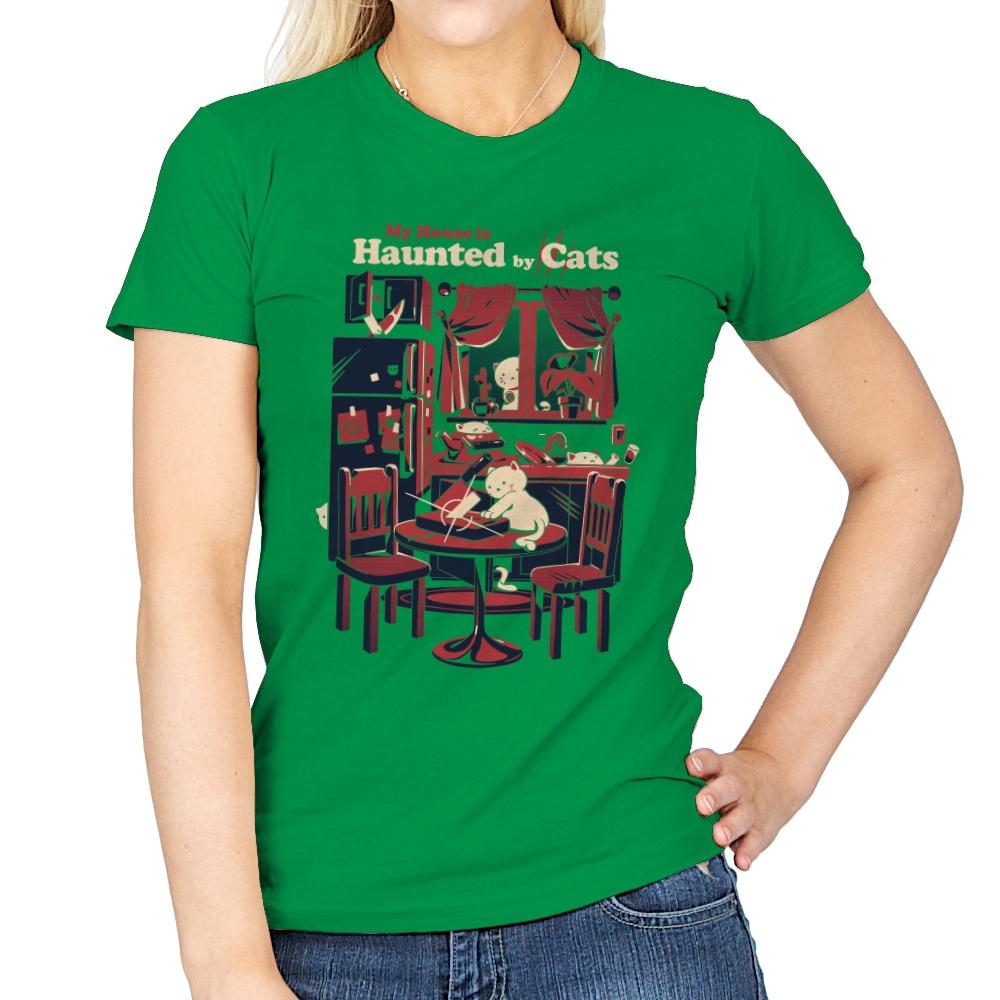 Haunted by Cats - Womens T-Shirts RIPT Apparel Small / Irish Green
