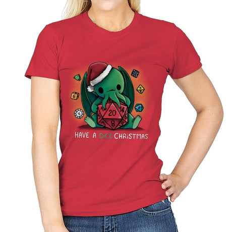 Have a Dice Christmas - Womens T-Shirts RIPT Apparel Small / Red