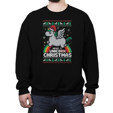 Have a Unicorn Christmas - Crew Neck Sweatshirt Crew Neck Sweatshirt RIPT Apparel Small / Black