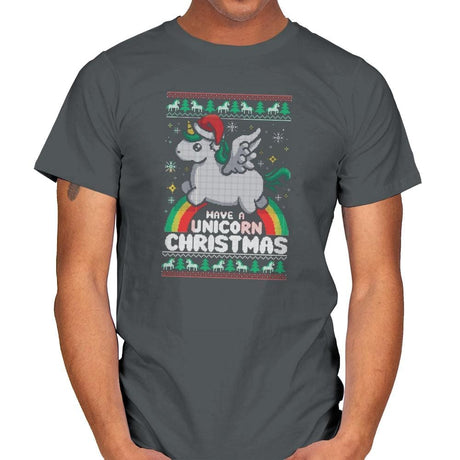 Have a Unicorn Christmas - Mens T-Shirts RIPT Apparel Small / Charcoal
