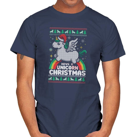 Have a Unicorn Christmas - Mens T-Shirts RIPT Apparel Small / Navy