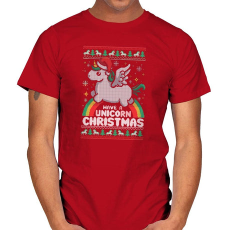 Have a Unicorn Christmas - Mens T-Shirts RIPT Apparel Small / Red