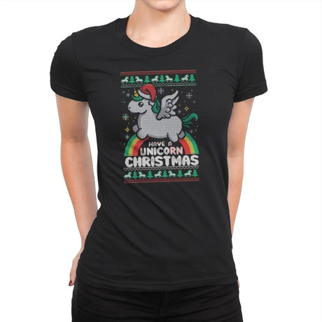 Have a Unicorn Christmas - Womens Premium T-Shirts RIPT Apparel Small / Black