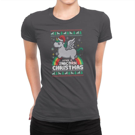 Have a Unicorn Christmas - Womens Premium T-Shirts RIPT Apparel Small / Heavy Metal
