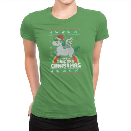Have a Unicorn Christmas - Womens Premium T-Shirts RIPT Apparel Small / Kelly