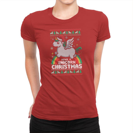 Have a Unicorn Christmas - Womens Premium T-Shirts RIPT Apparel Small / Red