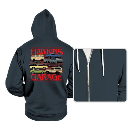 Hawkins Garage - Hoodies Hoodies RIPT Apparel Small / Dark Gray