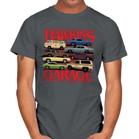 Hawkins Garage - Mens T-Shirts RIPT Apparel Small / Charcoal