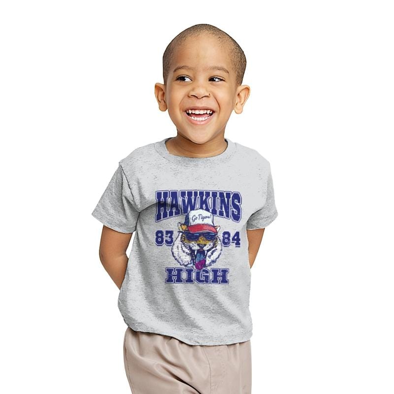 Hawkins High School Tigers  - Youth T-Shirts RIPT Apparel X-small / Sport grey