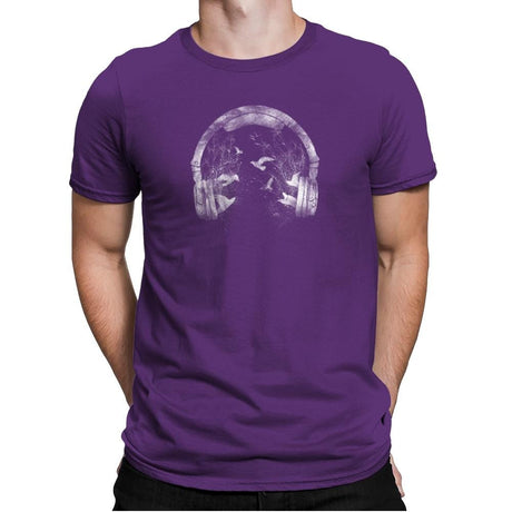 Headphones - Back to Nature - Mens Premium T-Shirts RIPT Apparel Small / Purple Rush