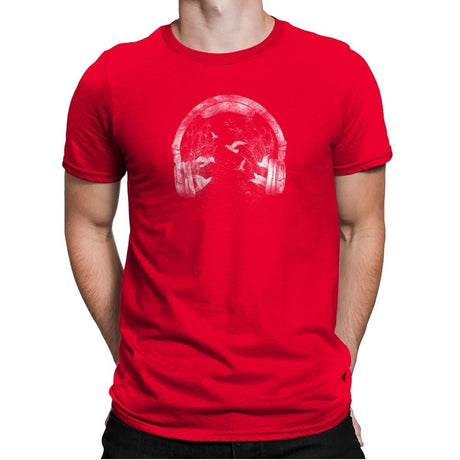 Headphones - Back to Nature - Mens Premium T-Shirts RIPT Apparel Small / Red