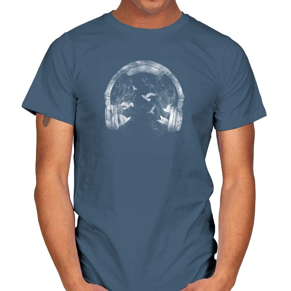 Headphones - Back to Nature - Mens T-Shirts RIPT Apparel Small / Indigo Blue