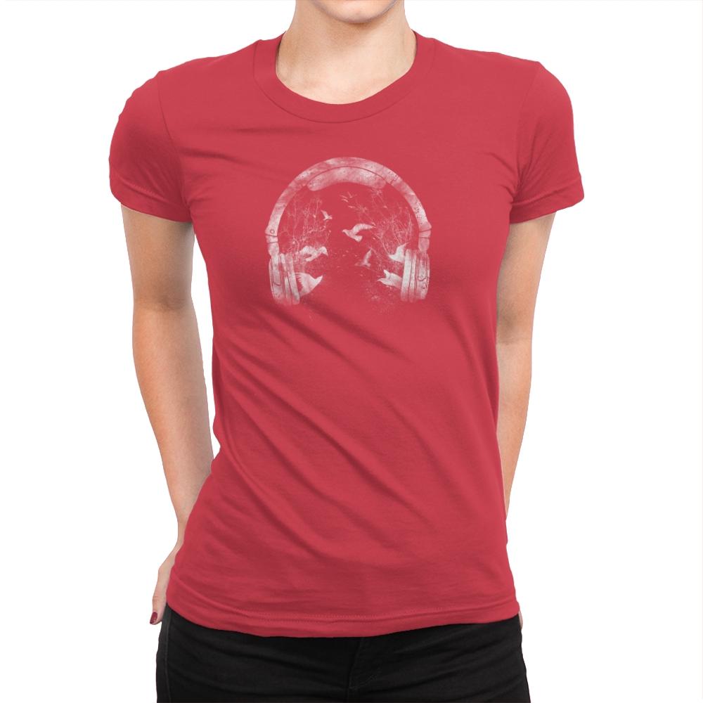 Headphones - Back to Nature - Womens Premium T-Shirts RIPT Apparel Small / Red