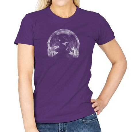 Headphones - Back to Nature - Womens T-Shirts RIPT Apparel Small / Purple