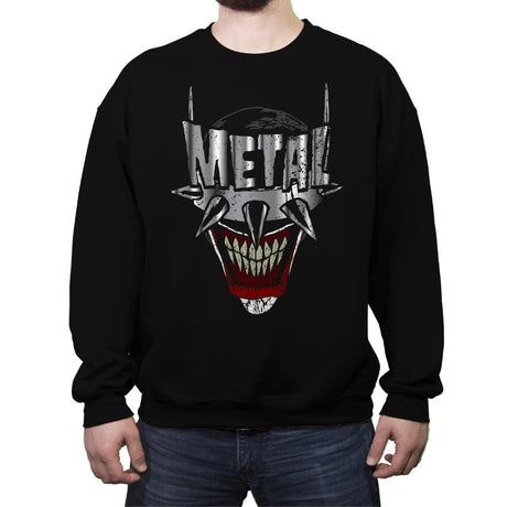 Heavy Metal Bat Laughs - Crew Neck Sweatshirt Crew Neck Sweatshirt RIPT Apparel Small / Black