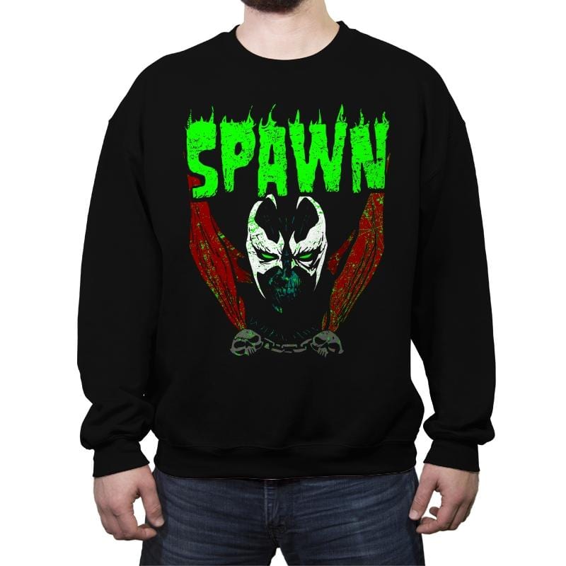 Heavy Metal Fire - Crew Neck Sweatshirt Crew Neck Sweatshirt RIPT Apparel Small / Black