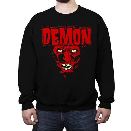 Heavy Metal Lipstick Demon - Crew Neck Sweatshirt Crew Neck Sweatshirt RIPT Apparel Small / Black