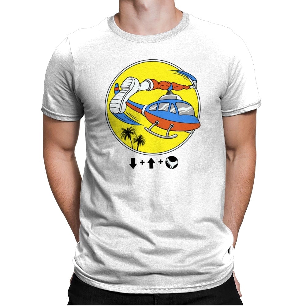 Helicopter Kick - Mens Premium T-Shirts RIPT Apparel Small / White