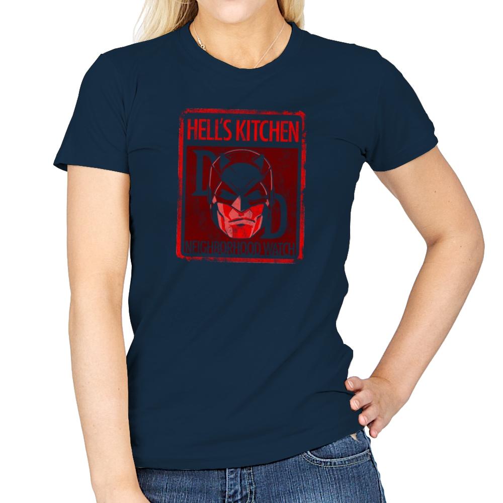 Hell's Kitchen Neighborhood Watch Exclusive - Womens T-Shirts RIPT Apparel Small / Navy