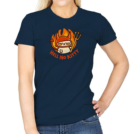 Hell To The No Kitty - Womens T-Shirts RIPT Apparel Small / Navy