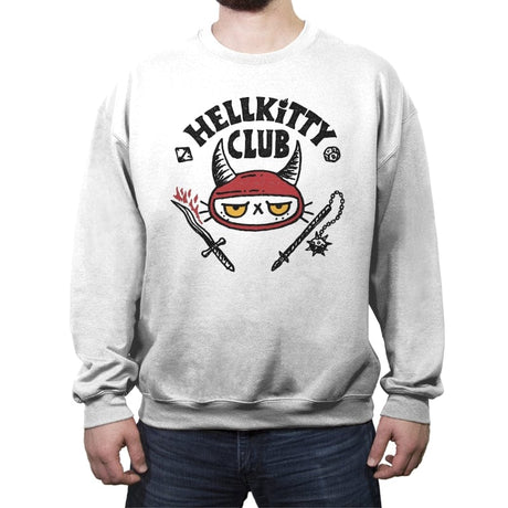 Hellkitty Club - Crew Neck Sweatshirt Crew Neck Sweatshirt RIPT Apparel Small / White