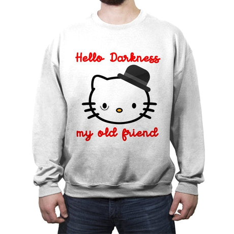 Hello Darkness My Old Friend - Crew Neck Sweatshirt Crew Neck Sweatshirt RIPT Apparel Small / White