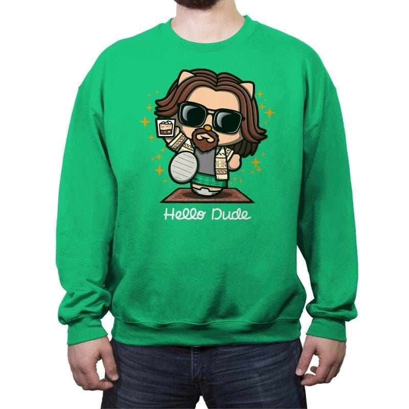 Hello Dude - Crew Neck Sweatshirt Crew Neck Sweatshirt RIPT Apparel Small / Irish Green