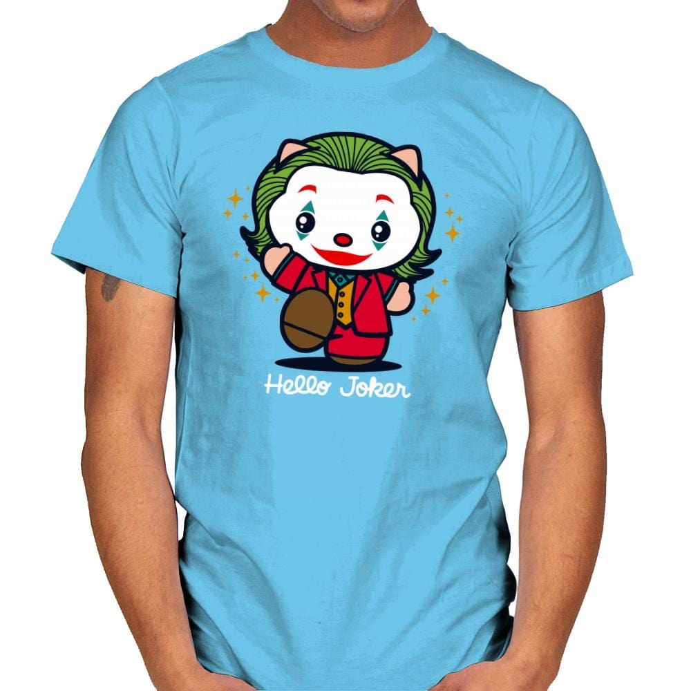 Hello Jokster - Mens T-Shirts RIPT Apparel Small / Sky