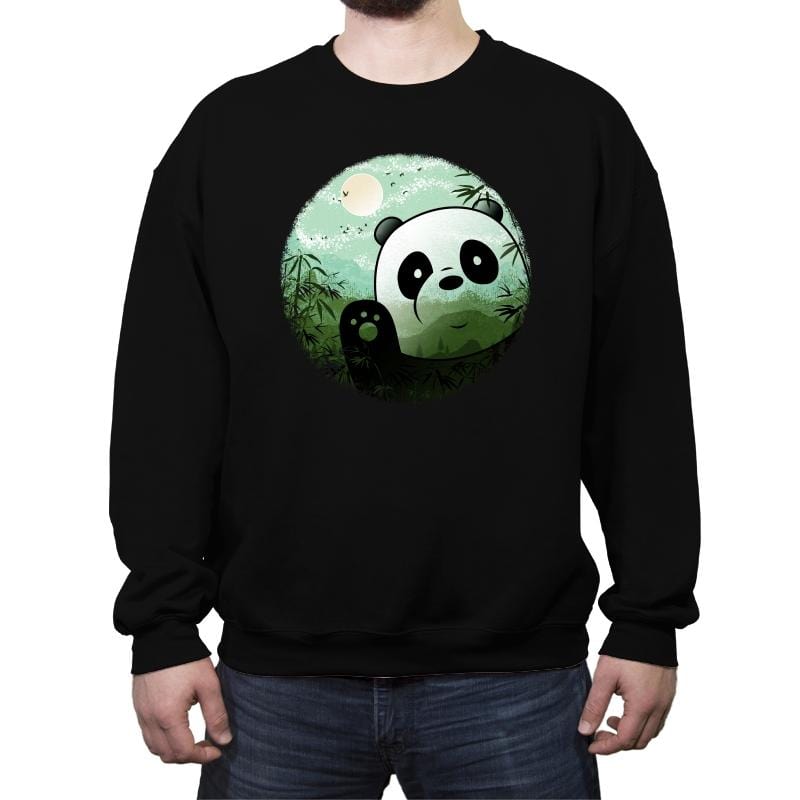 Hello Panda - Crew Neck Sweatshirt Crew Neck Sweatshirt RIPT Apparel Small / Black