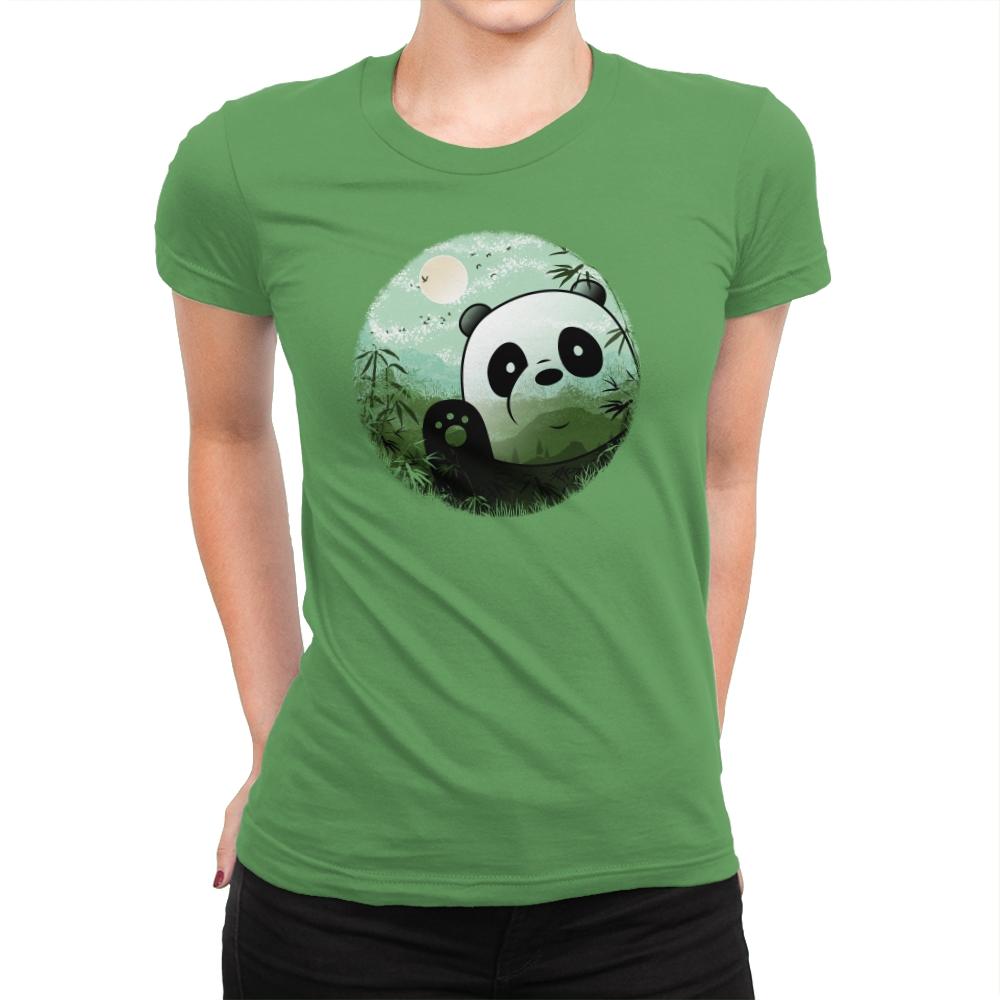 Hello Panda - Womens Premium T-Shirts RIPT Apparel Small / Kelly