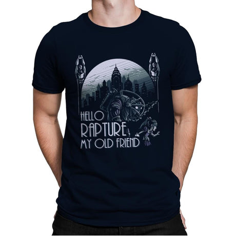 Hello Rapture - Mens Premium T-Shirts RIPT Apparel Small / Midnight Navy