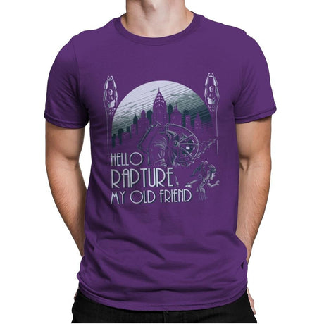 Hello Rapture - Mens Premium T-Shirts RIPT Apparel Small / Purple Rush