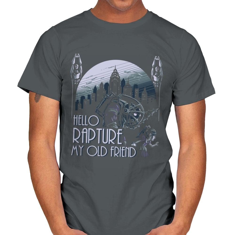 Hello Rapture - Mens T-Shirts RIPT Apparel Small / Charcoal
