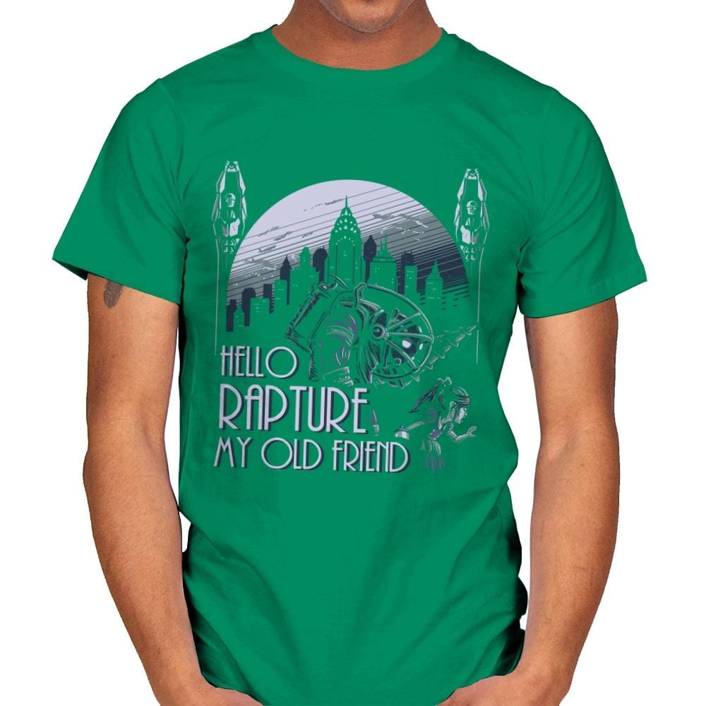 Hello Rapture - Mens T-Shirts RIPT Apparel Small / Kelly Green