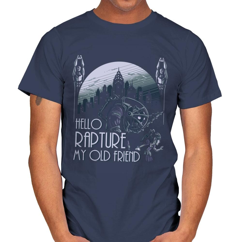 Hello Rapture - Mens T-Shirts RIPT Apparel Small / Navy