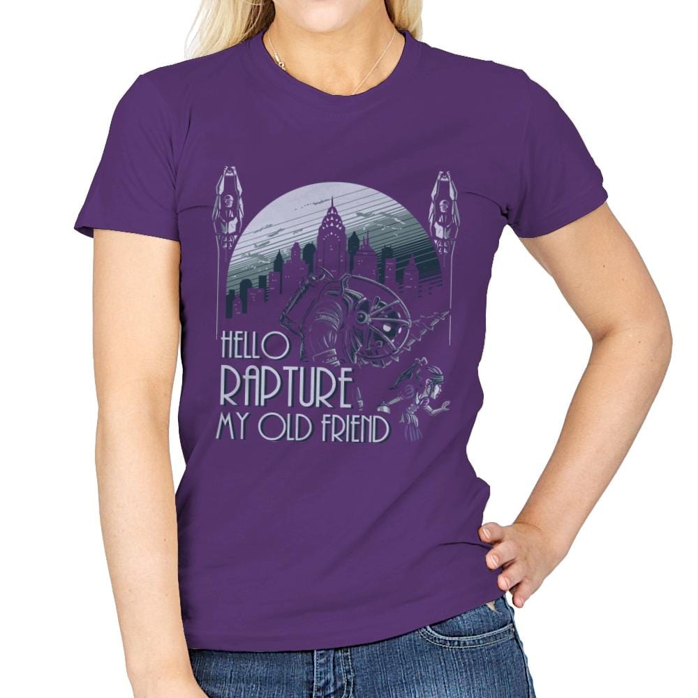 Hello Rapture - Womens T-Shirts RIPT Apparel Small / Purple