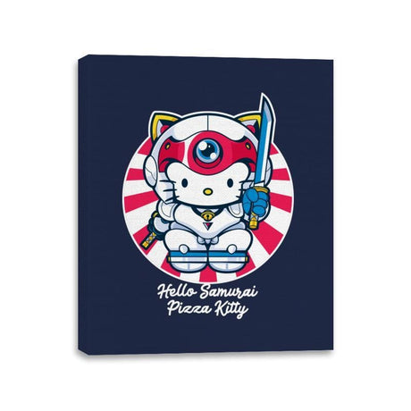 Hello Samurai Pizza Kitty - Canvas Wraps Canvas Wraps RIPT Apparel 11x14 / Navy