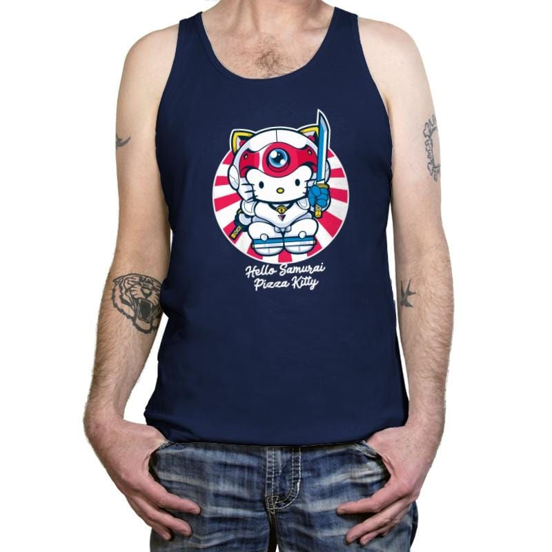 Hello Samurai Pizza Kitty - Tanktop Tanktop RIPT Apparel X-Small / Navy