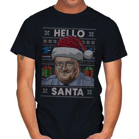 Hello Santa - Ugly Holiday - Mens T-Shirts RIPT Apparel Small / Black