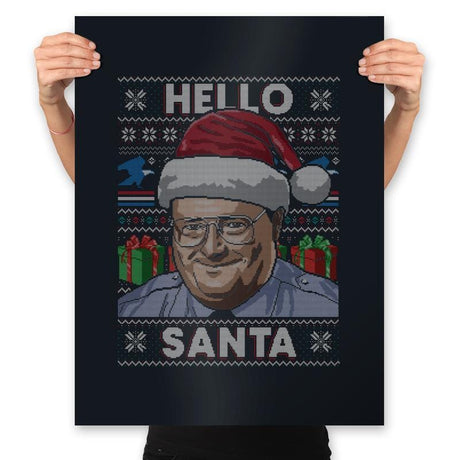 Hello Santa - Ugly Holiday - Prints Posters RIPT Apparel 18x24 / Black