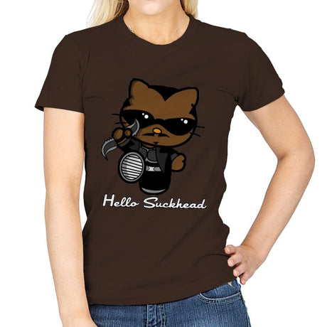 Hello Suckhead - Womens T-Shirts RIPT Apparel Small / Dark Chocolate
