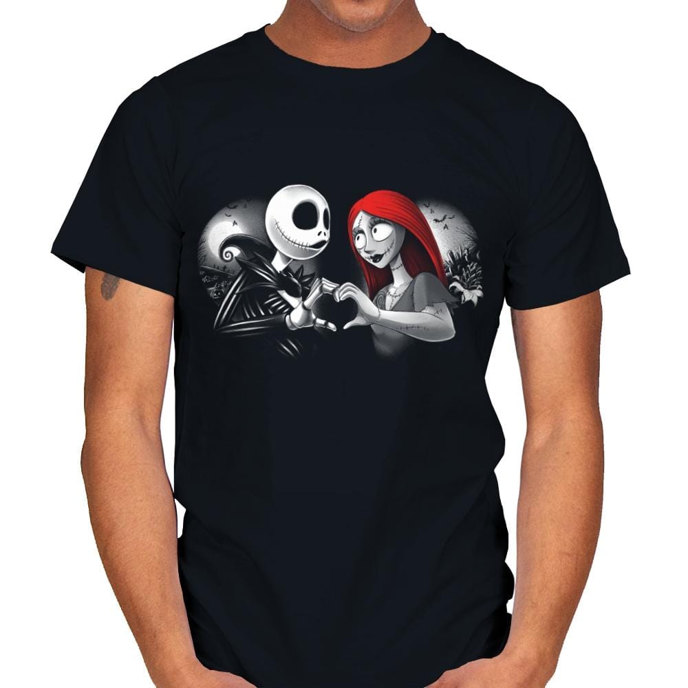 Her Skeleton, His Doll - Mens T-Shirts RIPT Apparel Small / Black