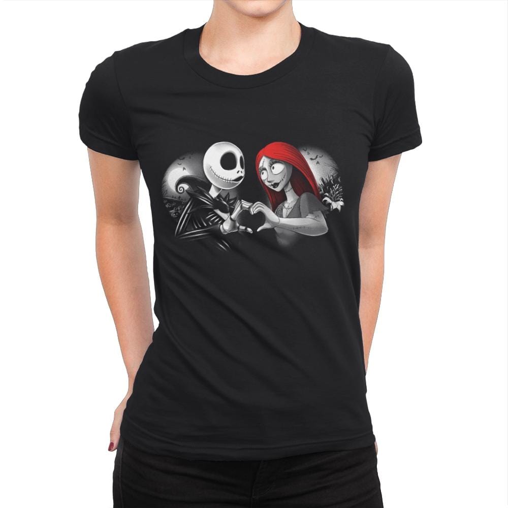 Her Skeleton, His Doll - Womens Premium T-Shirts RIPT Apparel Small / Black