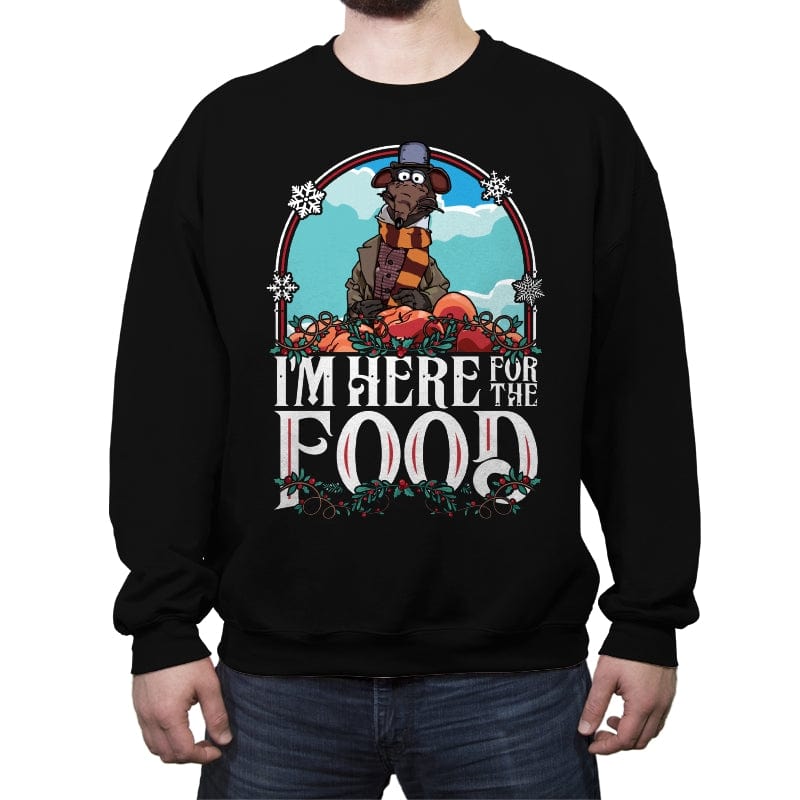 Here for the Food - Crew Neck Sweatshirt Crew Neck Sweatshirt RIPT Apparel Small / Black