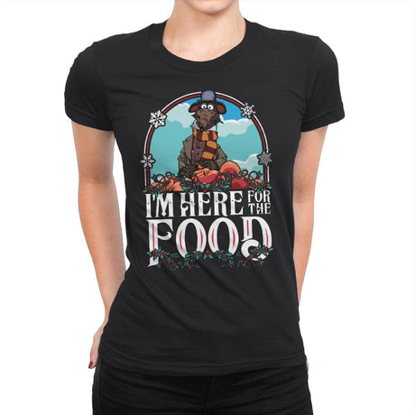 Here for the Food - Womens Premium T-Shirts RIPT Apparel Small / Black