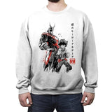 Hero Academia Sumi-e - Crew Neck Sweatshirt Crew Neck Sweatshirt RIPT Apparel Small / White